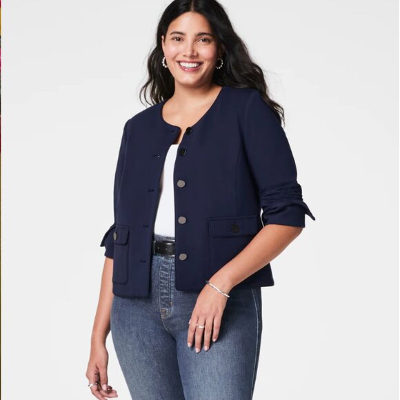 NWT Spanx Lady Jacket Navy Blue 1X - Picture 2 of 8